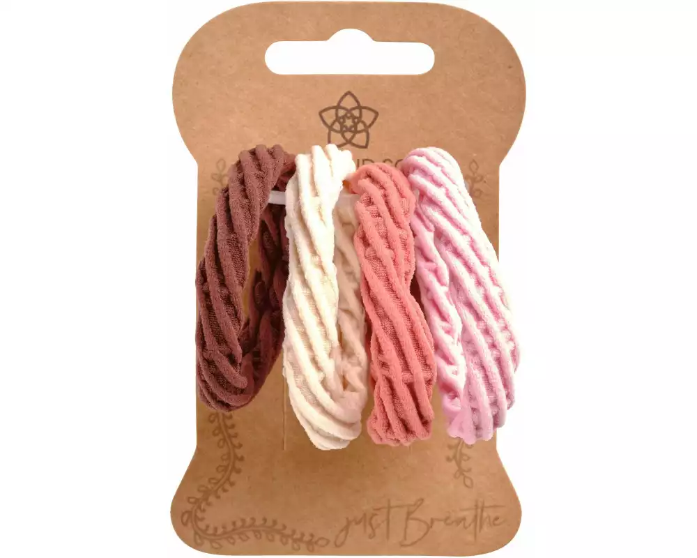 Body Mind Soul Haargummi Yoga ivory/rosa 4 Stück