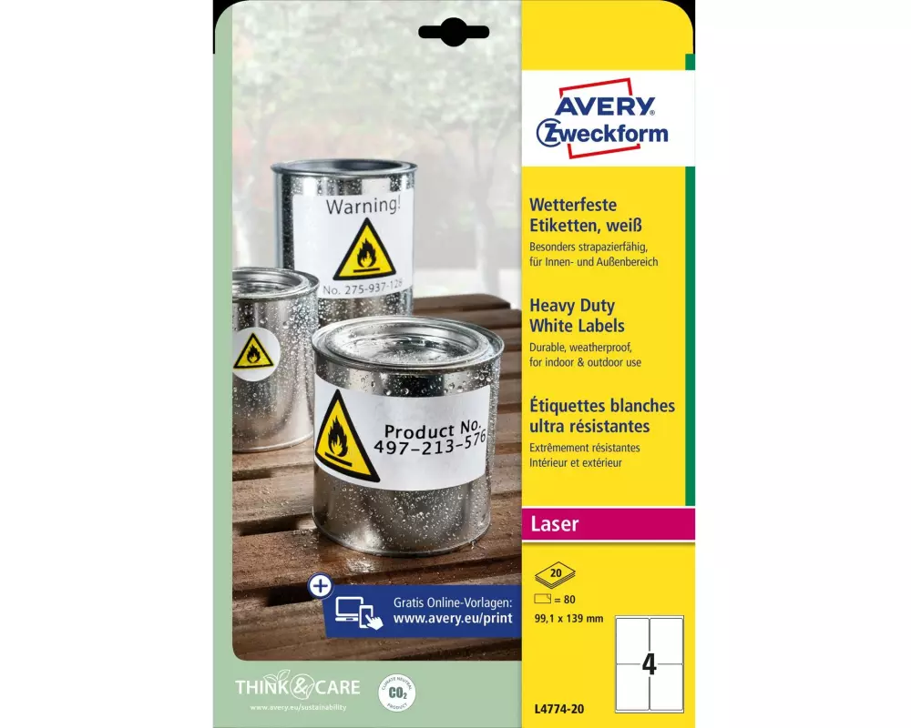 Avery Zweckform Universal-Etiketten L4774-20 99.1 x 139 mm Wetterfest