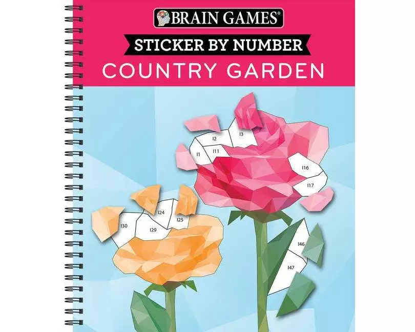 Brain Games - Sticker by Number: Country Garden (13 Images to Sticker)