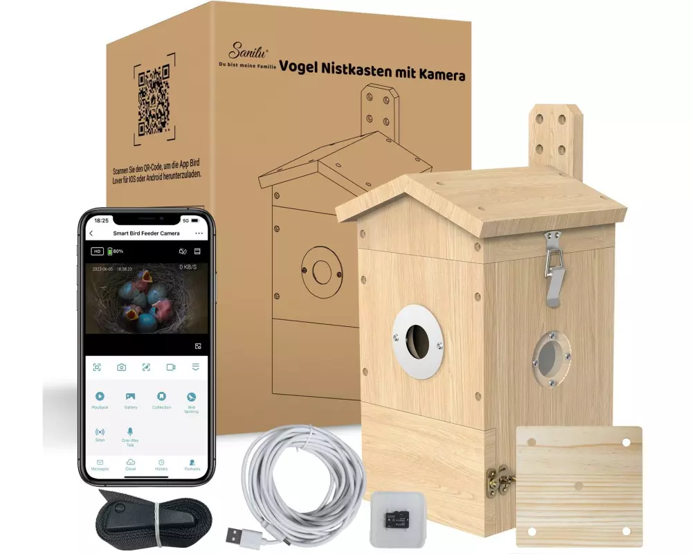 Sanilu Vogel Nistkasten mit Kamera