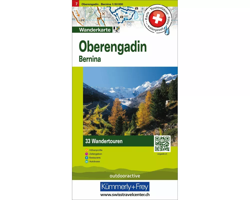 Kümmerly+Frey Wandertourenkarte 7 Oberengadin 1:50.000