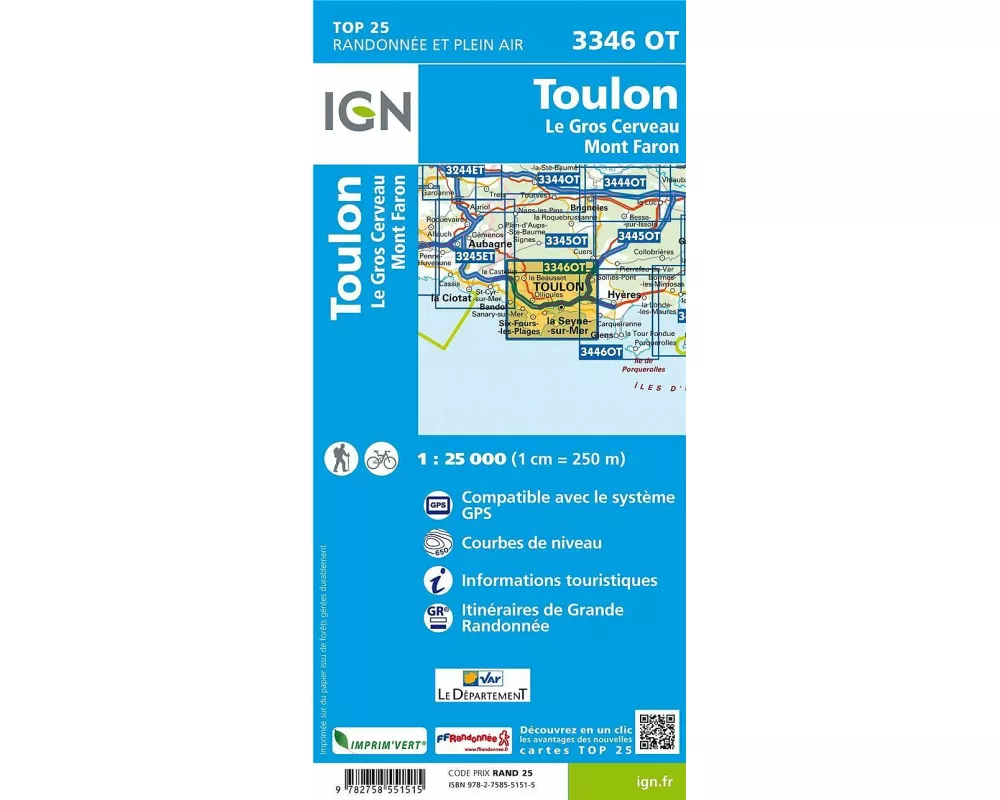 Toulon - Le Gros Cerveau - Mont Faron 1:25 000