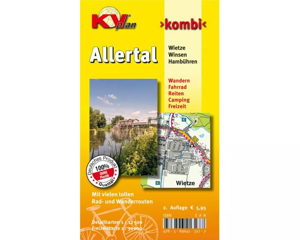 Allertal (Winsen, Wietze, Hambühren), KVplan, Radkarte/Wanderkarte/Stadtplan, 1:30.000 / 1:12.500