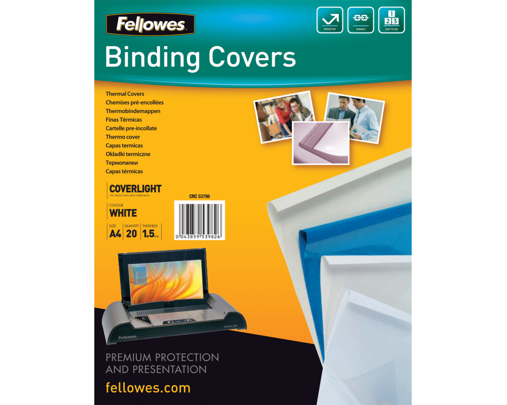 FELLOWES Thermobinderücken 200g 3mm 5379601 weiss 20 Stück