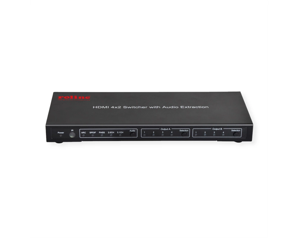 ROLINE 4K HDMI Matrix Switch, 4 x 2, mit Fernbedienung