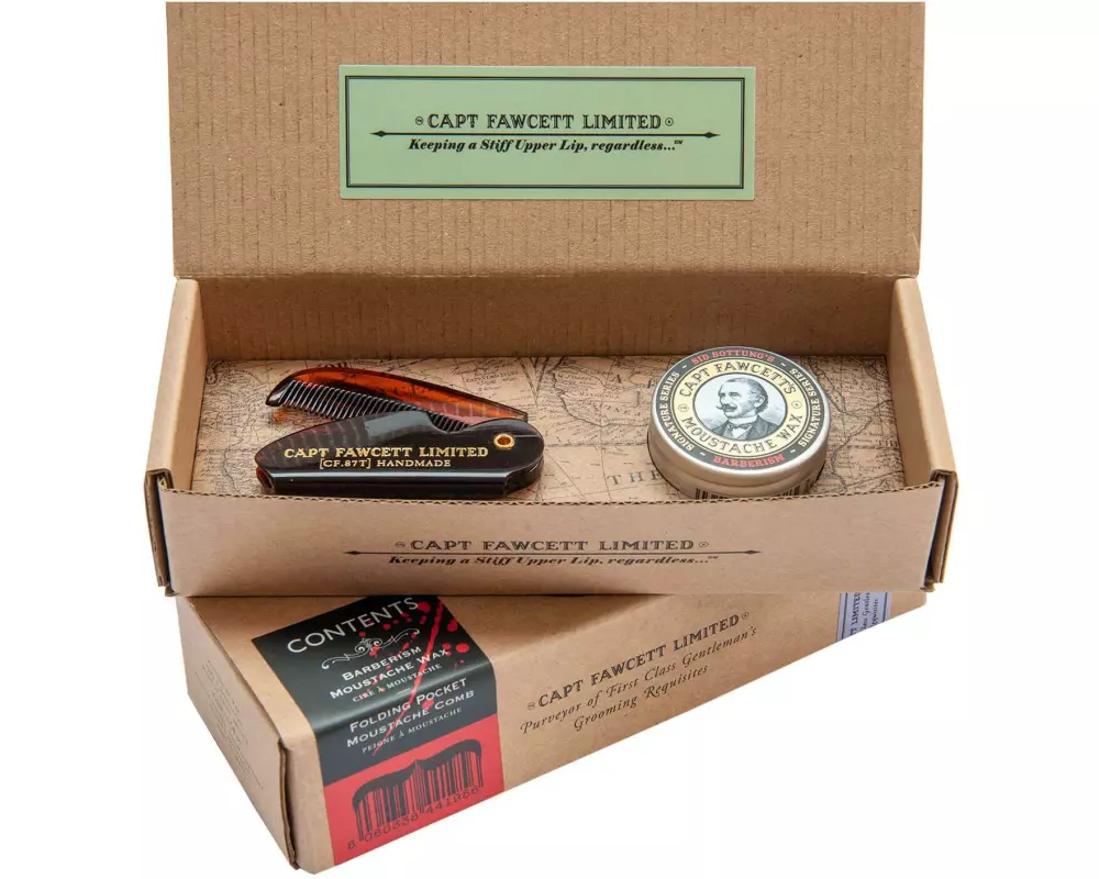 captain fawcett Barberism Schnurrbartwachs und Schnurrbartkamm Set 15 ml