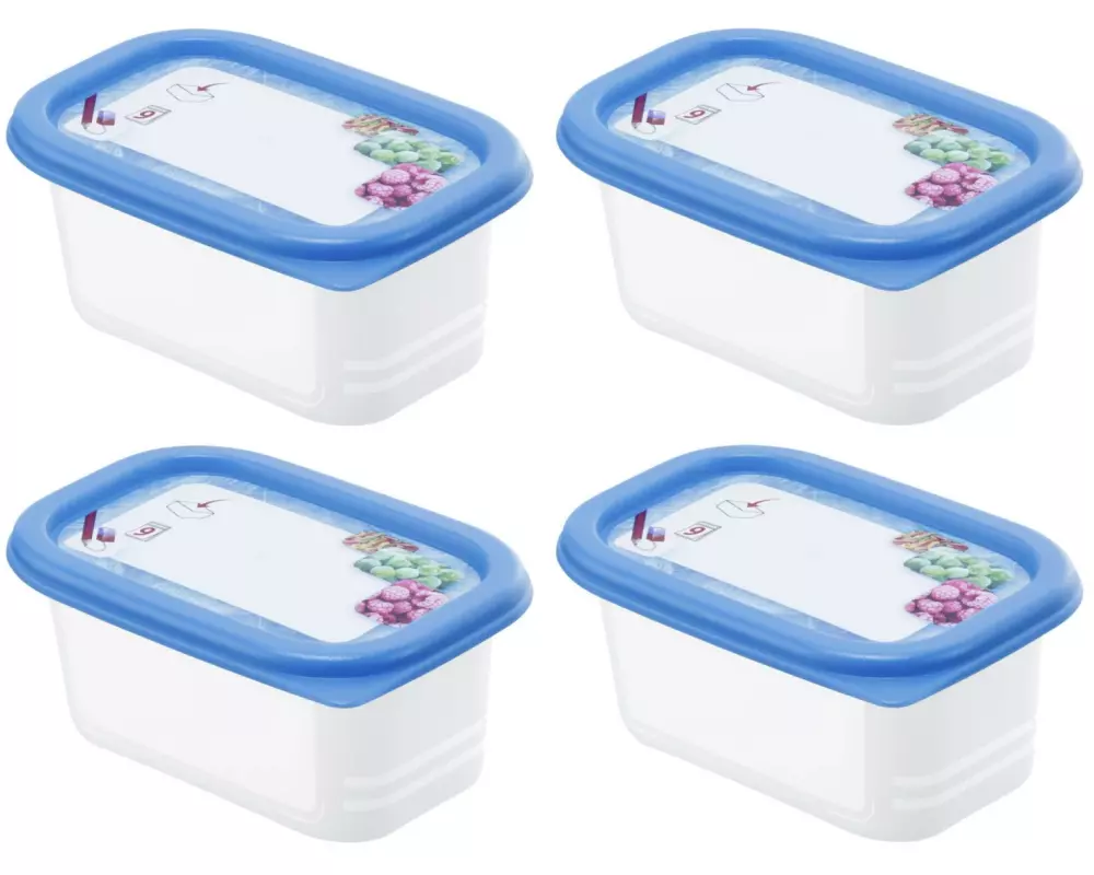 Rotho Vorratsbehälter Domino Dekor 4 Stück, 0.2 l, Transparent