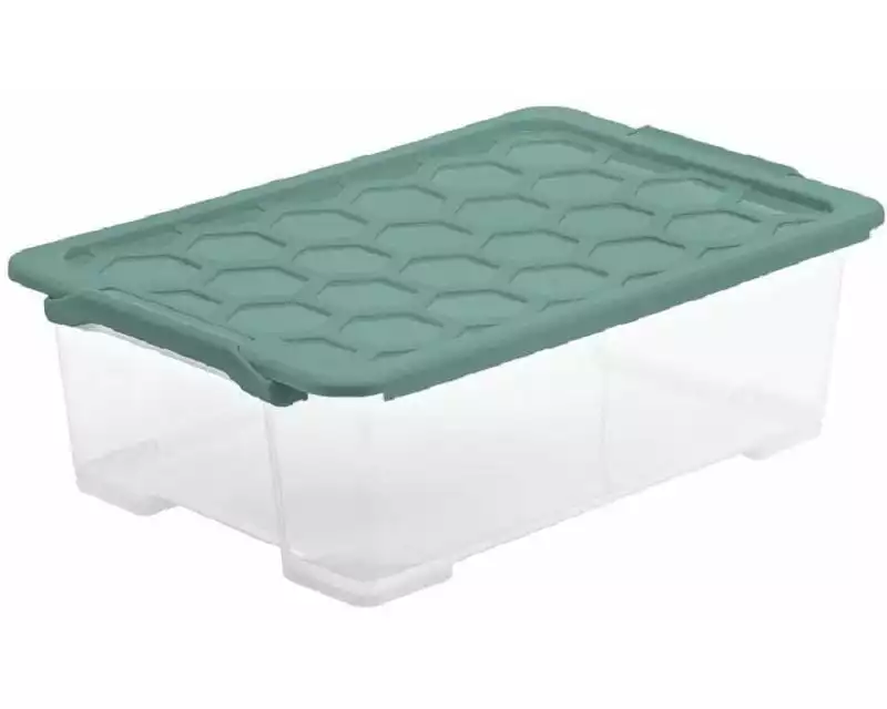 Rotho Aufbewahrungsbox Evo Safe 30 l, Grün/Transparent