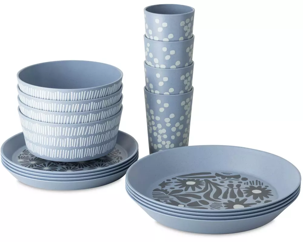 Koziol Geschirrset Blomster 16-teilig, Blau