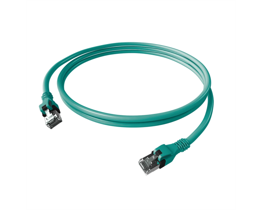 EasyLan DualBoot PushPull IP20 Patchkabel, Cat.6A (Class EA), S/FTP, türkis, 5 m