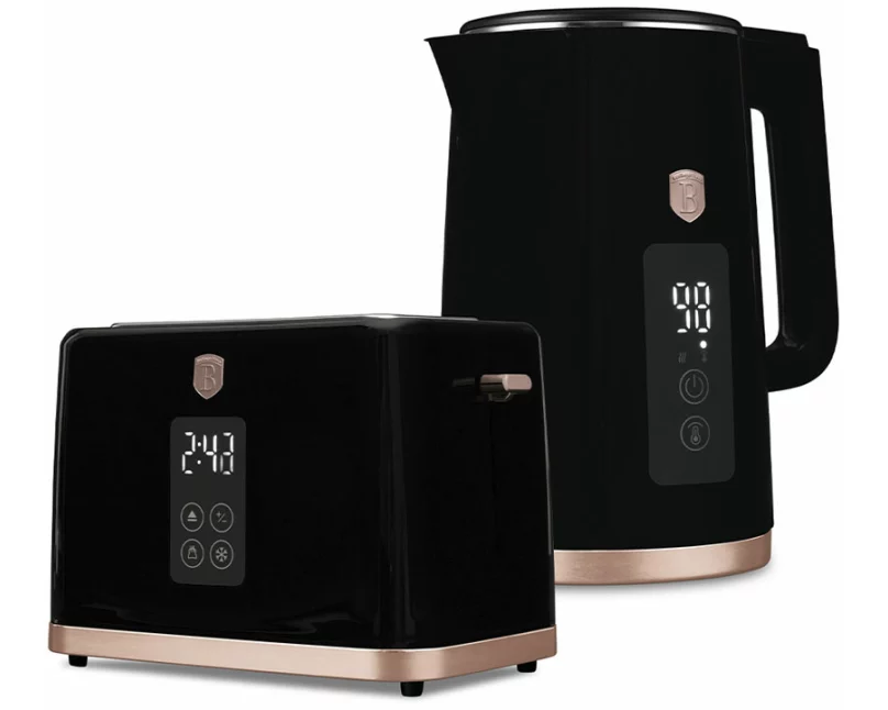 Berlinger Haus Wasserkocher & Toaster mit Digitalanzeige Black Rose Collection