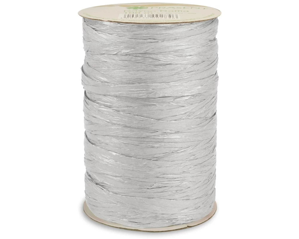 Pattberg Pattberg Geschenkband Raffia 5 mm x 100 m, Silber