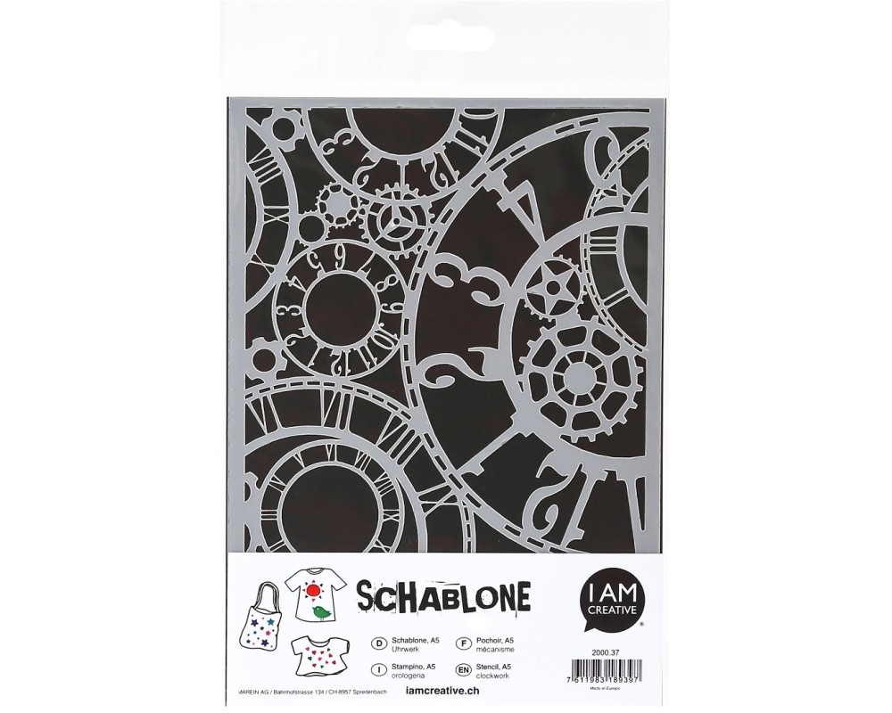 I AM CREATIVE Schablone 2000.37 A5, Uhrwerk