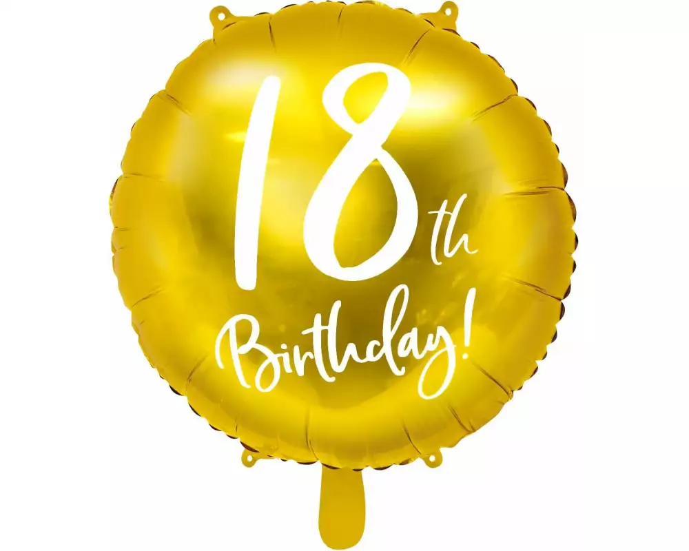 Partydeco Folienballon 18th Birthday Gold/Weiss