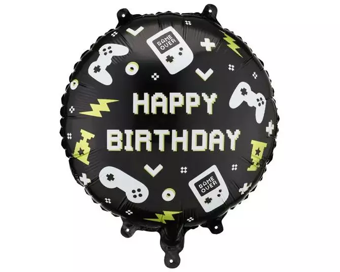 Partydeco Folienballon Happy Birthday 35 x 35 cm, Game