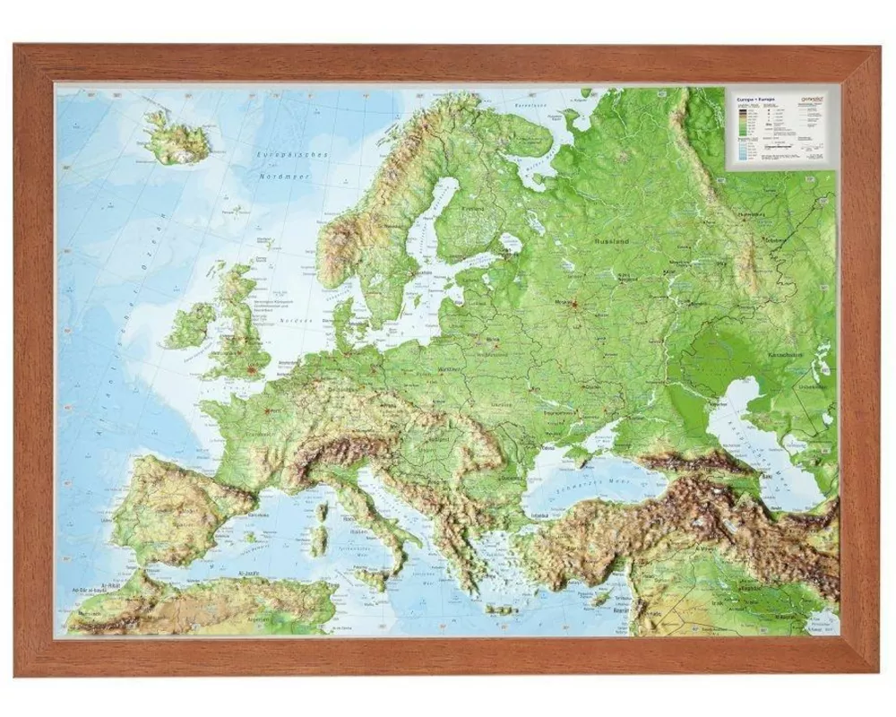 Relief Europa 1:16 MIO mit Holzrahmen