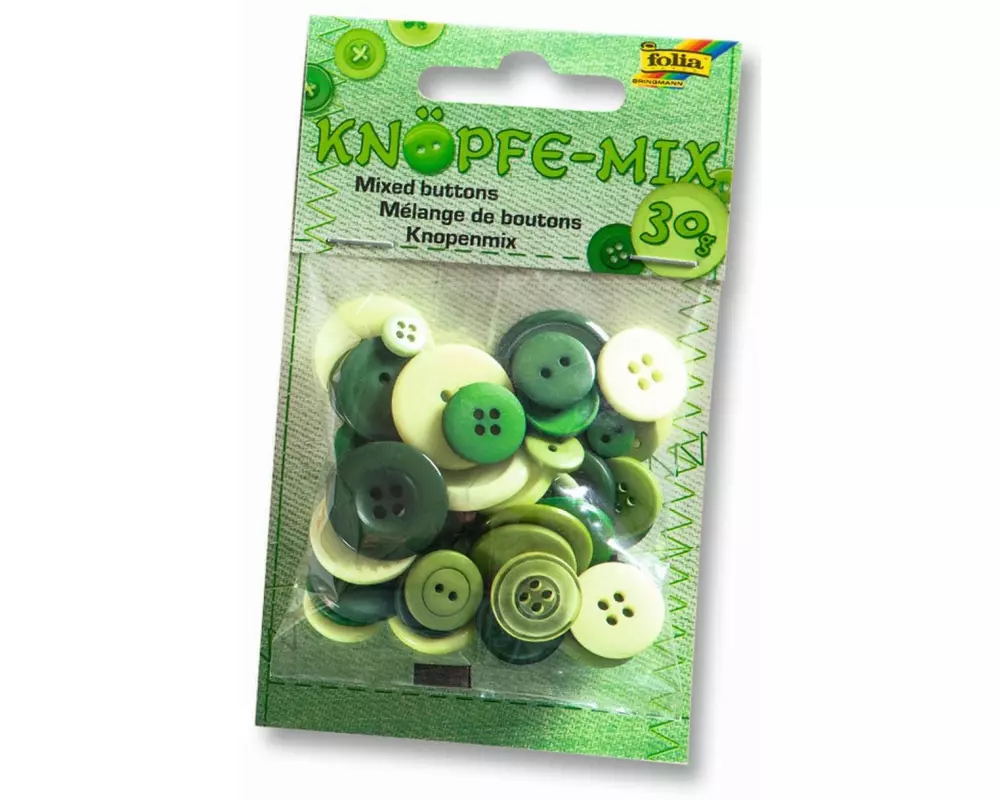 Folia Knöpfe-Mix Ton in Ton, Grün