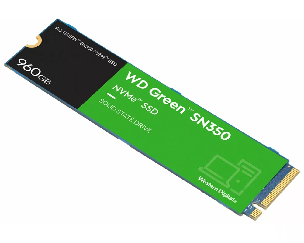 WD SSD Green SN350, NVMe, 960GB, M.2 2280, PCIe Gen3, 8GB/s