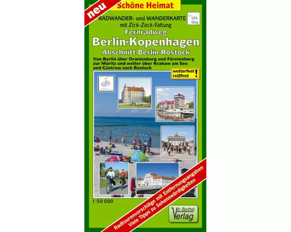Berlin-Rostock 1 : 50 000 Teilstück des Fernradweges Berlin-Kopenhagen Radwander- und Wanderkarte