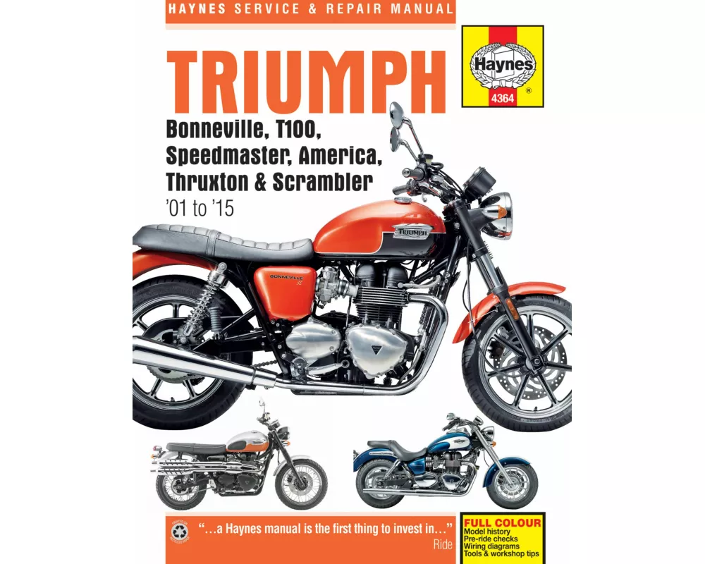 Triumph Bonneville, T100, Speedmaster, America, Thruxton & Scrambler (01 - 15)