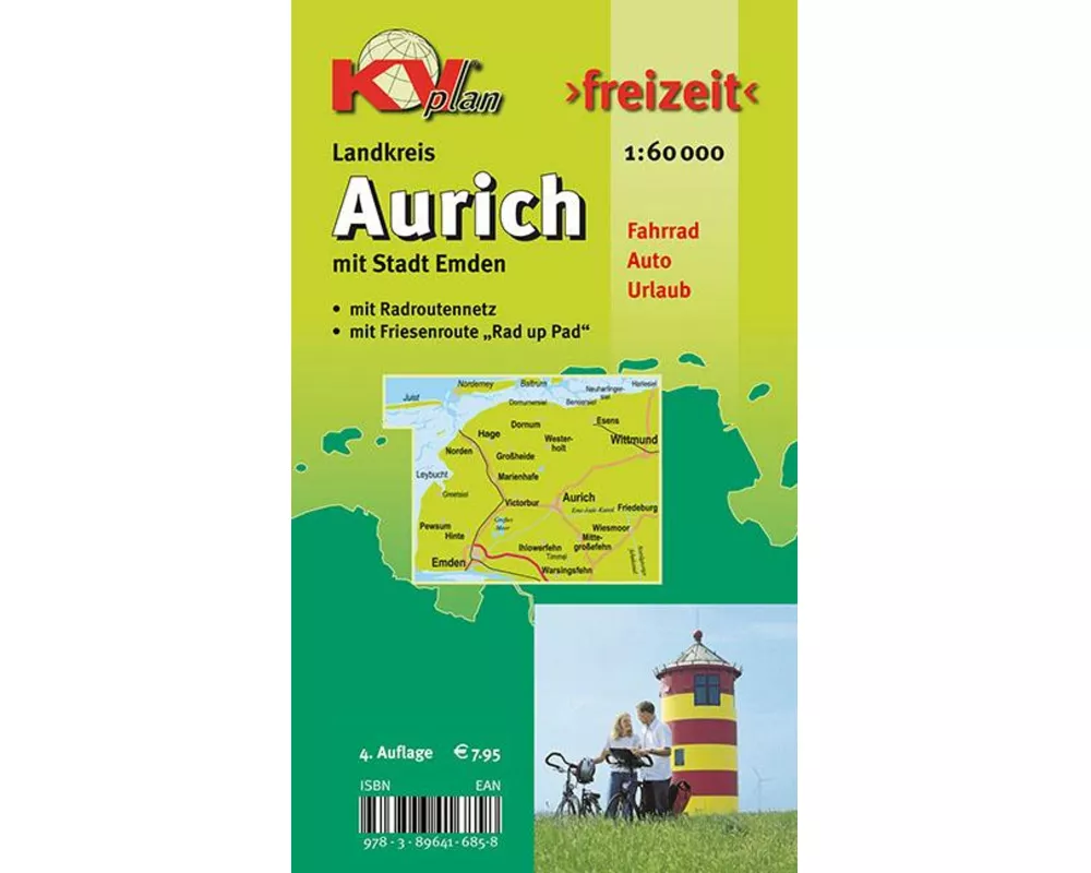 Aurich Landkreis, KVplan, Radkarte/Freizeitkarte, 1:60.000