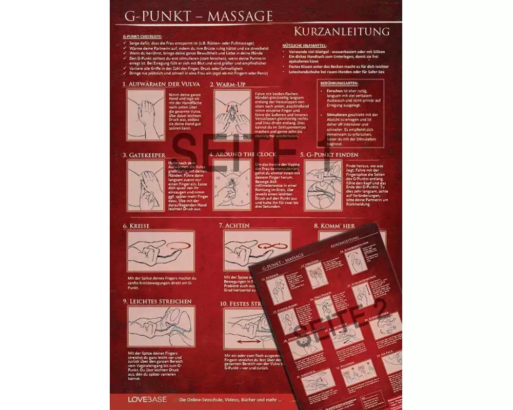 G-Punkt Massage Kurzanleitung (2020) - 23 Massage-Techniken für mehr Genuss beim Sex - Praktische Schnellübersicht und Spickzettel -