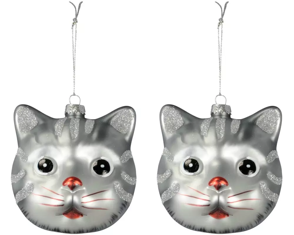 COCON Weihnachtsschmuck Graue Katze, 2 Stück