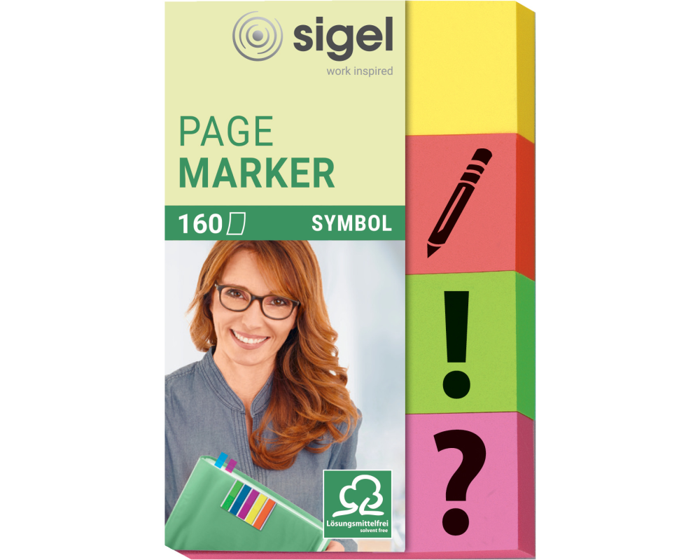 SIGEL Haftnotizen mit Symbol 20x50mm HN635 4-farbig ass. 4 x 40 Streifen