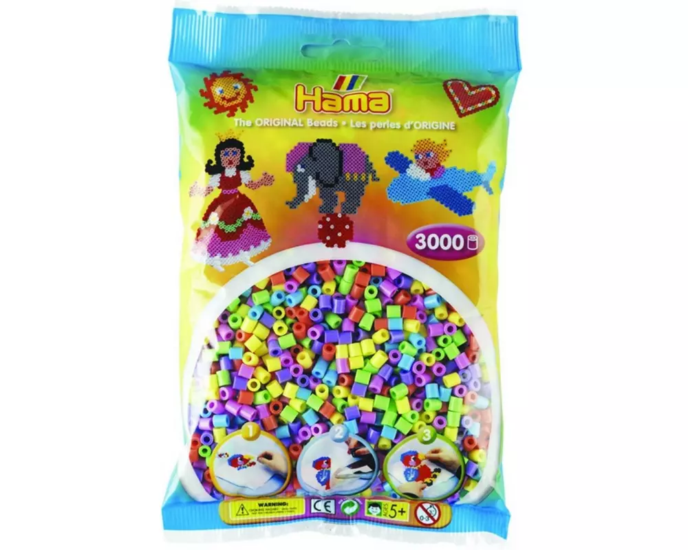 Hama Bügelperlen 3000 Stück, Ø 5 mm, midi, pastell mix Mehrfarbig