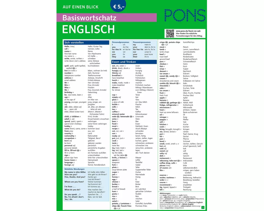 PONS Basiswortschatz auf einen Blick Englisch