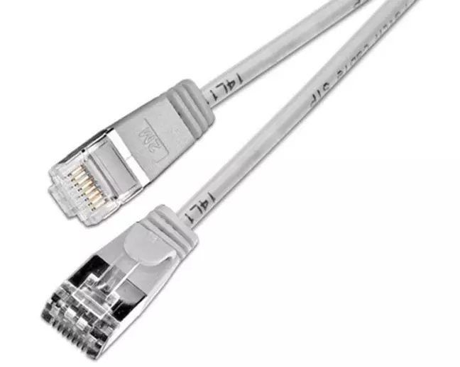 SLIM Slimpatchkabel RJ-45 - RJ-45, Cat 6, U/FTP, 0.15 m, Grau
