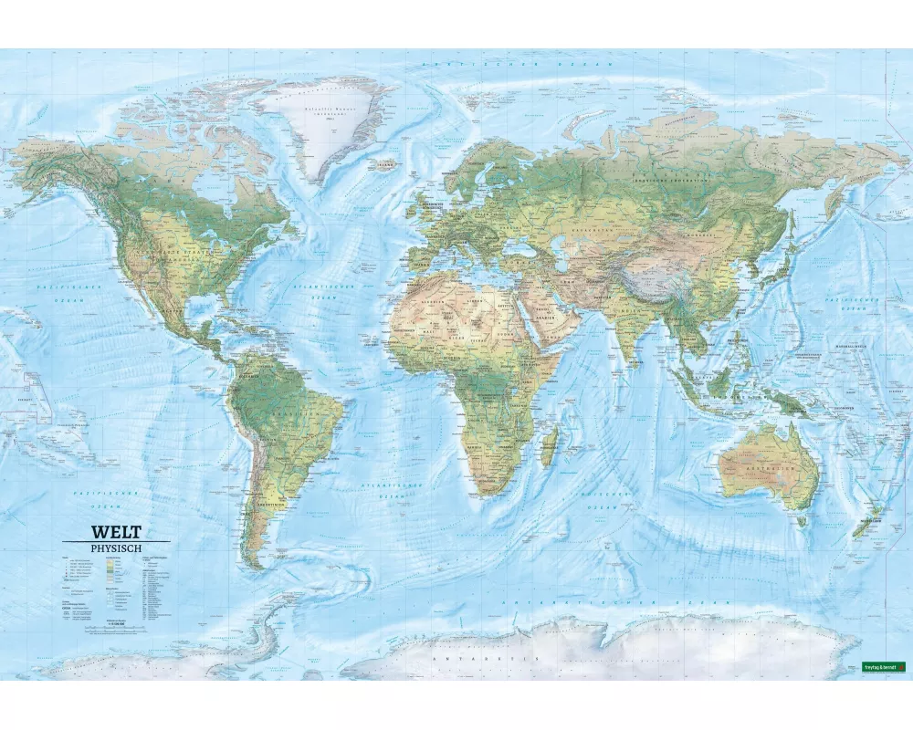 Weltkarte XXL, physisch, 1:15.000.000, Poster, freytag & berndt
