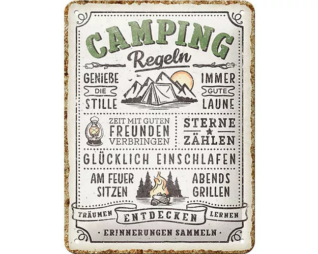 Blechschild. Outdoor & Activities / Camping-Regeln