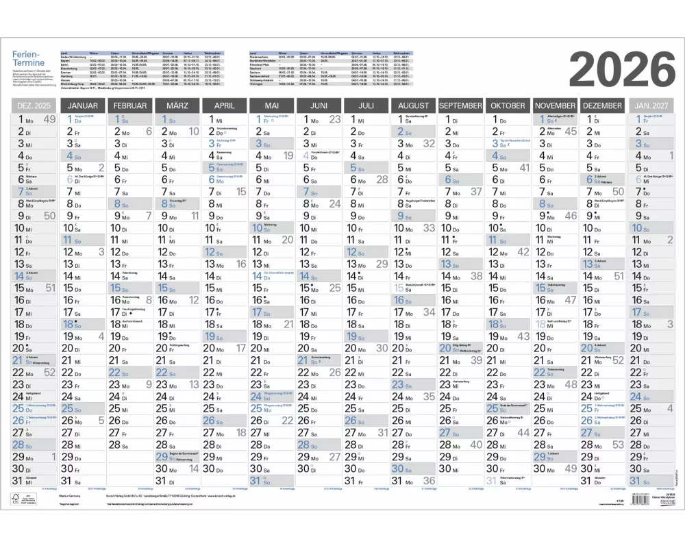 Kleiner Wandtimer 2026
