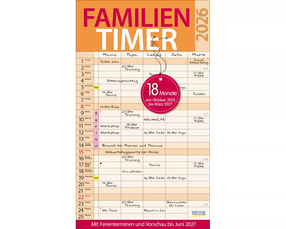 Familientimer 18 Monate 2026/2027