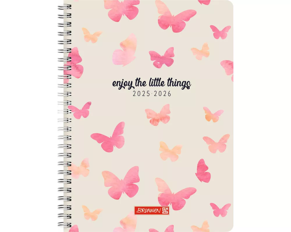 BRUNNEN Schülerkalender Style (2025/2026) "Butterfly", 2 Seiten = 1 Woche, A5, 160 Seiten, PP-Umschlag