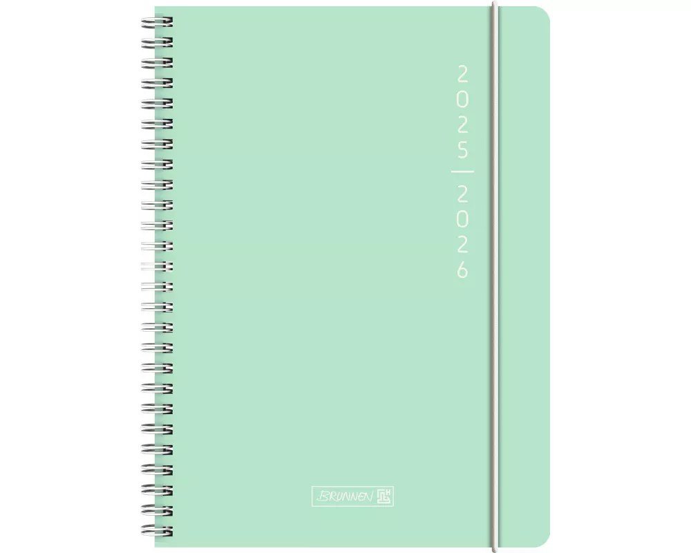 BRUNNEN Schülerkalender (2025/2026) "Plain Mint", 2 Seiten = 1 Woche, A5, 208 Seiten, PP-Umschlag, mint