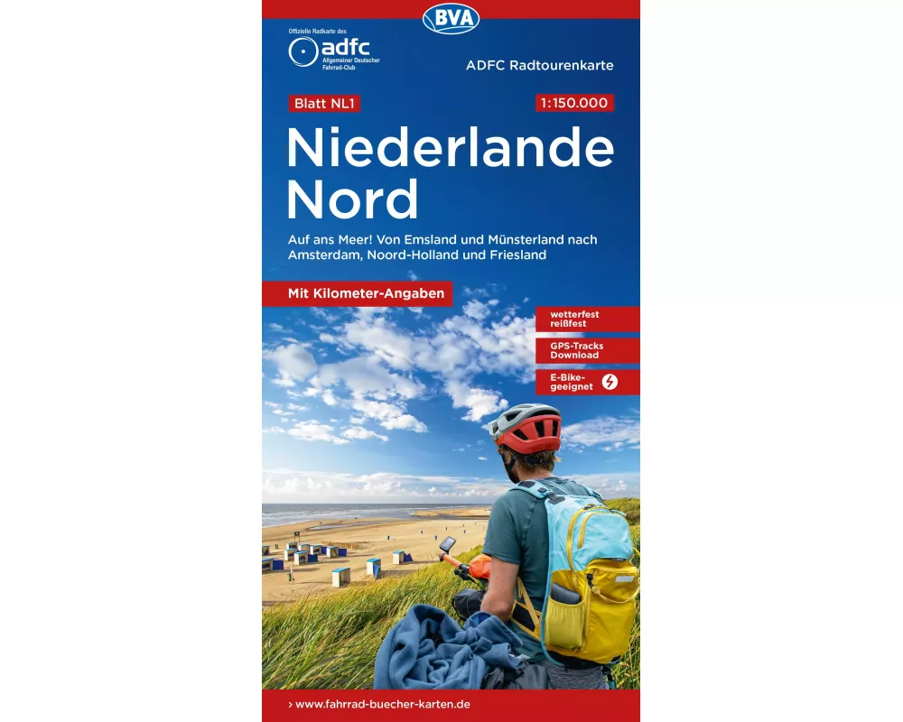 BVA ADFC Radtourenkarte Niederlande Nord, mit Knotenpunkten 1:150.000