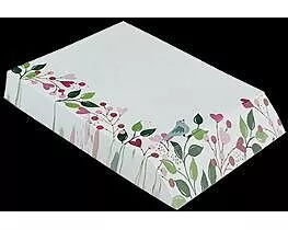 Notizblock - Notizzettel. Schrägschnittblock / Vogel und Blätter / Hoch / blanko