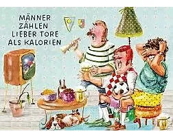 Postkarte / Männer... (Beim Fußball schauen) / Quer