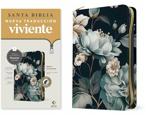 Biblia Ultrafina Ntv de Zíper, Con Filament (Sentipiel, Floral, Índice, Letra Roja)