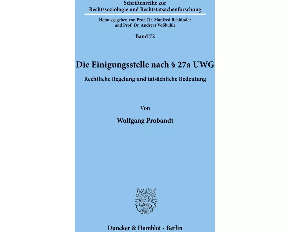 Die Einigungsstelle nach § 27a UWG