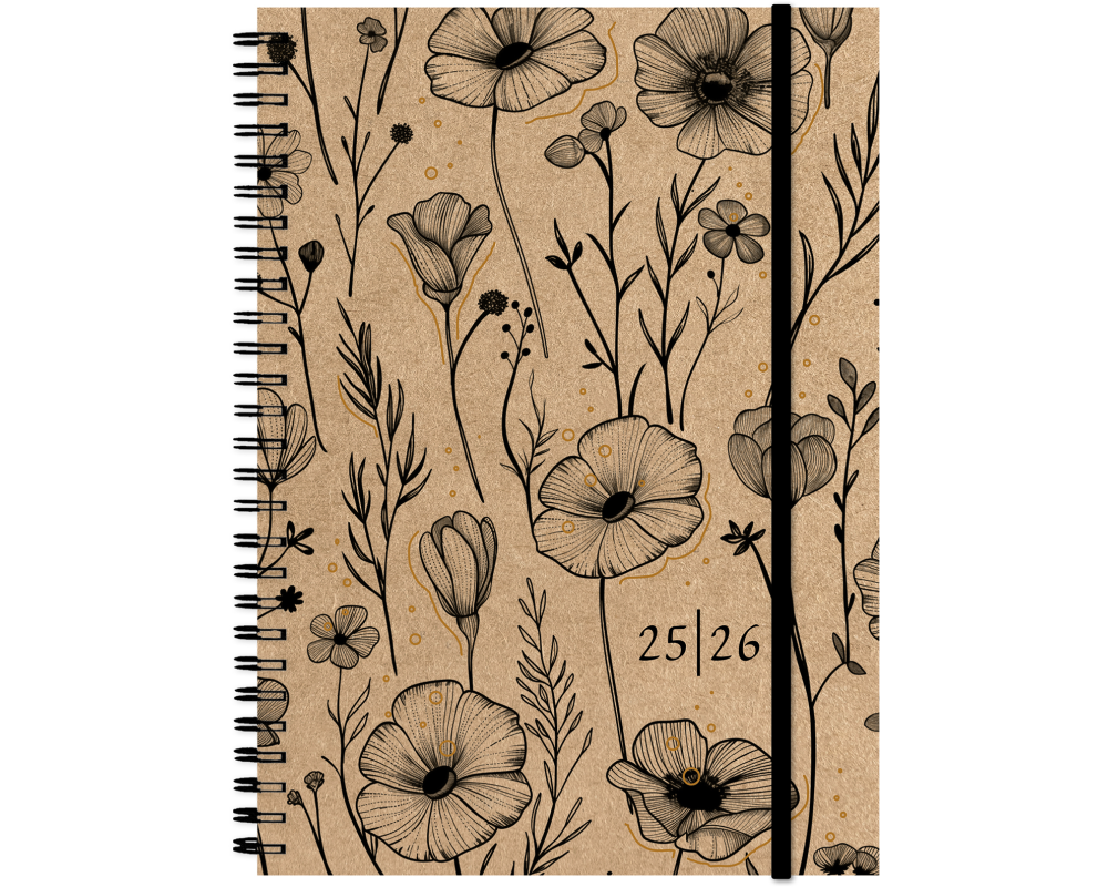 SIMPLEX Schüleragenda Kraftpap. 25/26 500411.26 1W/2S 17M Flowers ML 14.8x21cm