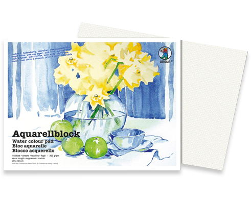 URSUS Aquarellpapier 12x17cm 9300000 200g, weiss 10 Blatt