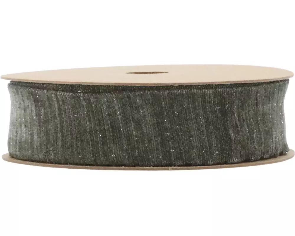 Chic Antique Geschenkband 5 m, Dunkelgrün glitzer