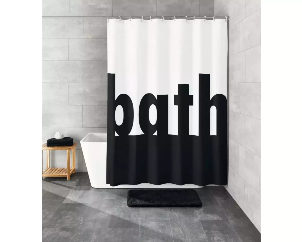 Kleine Wolke Duschvorhang Bath 180 x 200 cm, Schwarz/Weiss