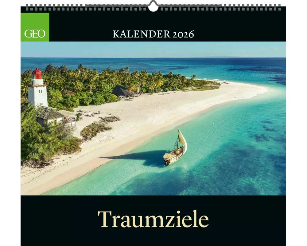 GEO - Traumziele 2026 – Wandkalender 50x45 cm, Poster-Kalender mit Reisefotografie, 12 Monatsblätter & Spiralbindung für Weltenbummler und Fernweh-Lie