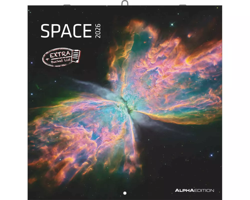 Alpha Edition - Space 2026 – Broschürenkalender 30×30 cm (30×60 geöffnet) mit Notizbereich, faszinierender Weltraum-Wandkalender & Bildkalender, ideal