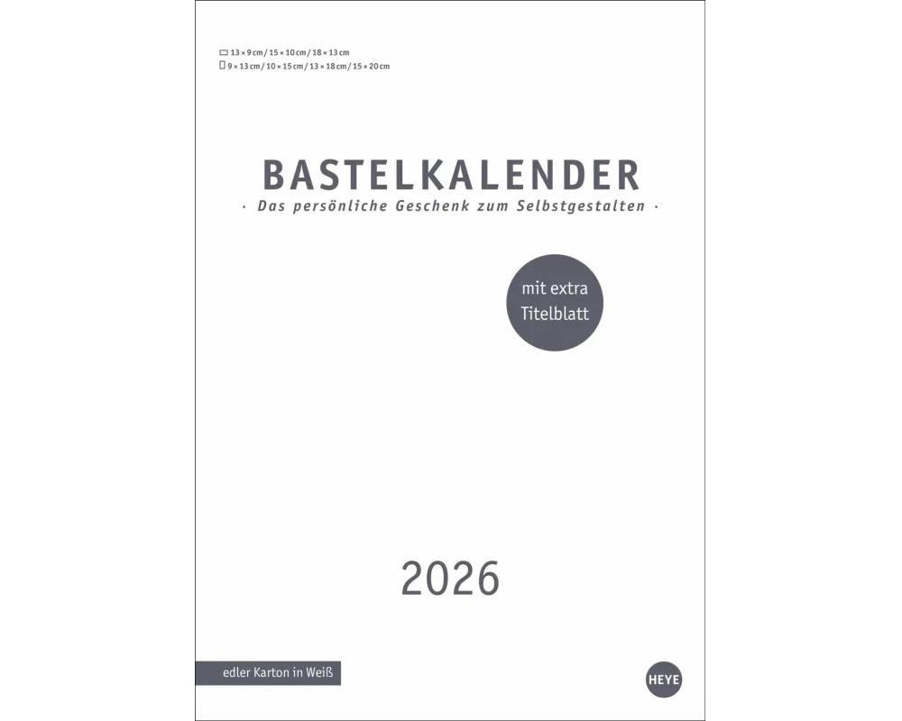 Premium-Bastelkalender weiß A4 2026