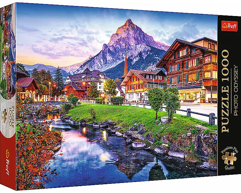 Puzzle Premium Plus 1000 - Stadt in den Alpen, Schweiz